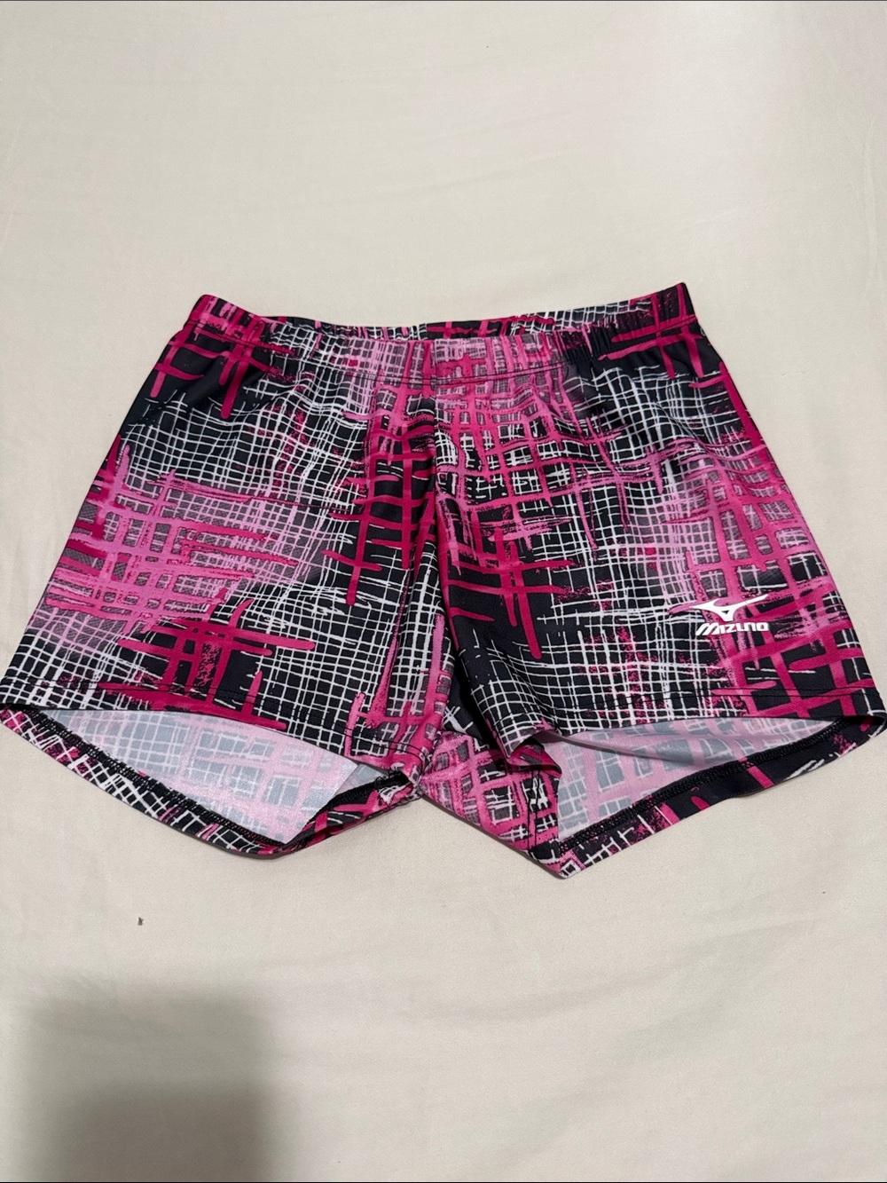 Mizuno Pink & Black Grid-Print Women's Athletic Shorts
